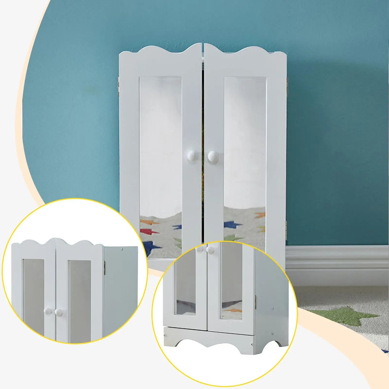 

Кукольный шкаф, мебель для кукольного домика, украшение, шкаф с зеркалом, двойная дверь, аксессуары для детей, девочек и мальчиков