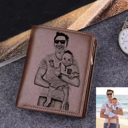 Nuevas carteras personalizadas para hombre, billeteras con nombre grabado de cuero PU de alta calidad, monedero corto para hombre, billetera con personalidad, regalo de lujo para el Día del Padre