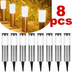 Solar Stainless Steel Garden Lights Waterproof Path Light Outdoor Landscape Lamp for Pathway Patio Yard Lawn Decoration