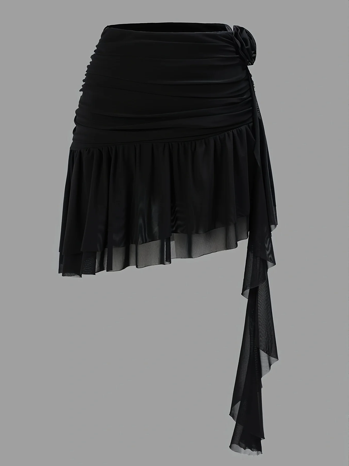 Lady's black elegant floral semi-transparent dignified and elegant exclusive half-length dress