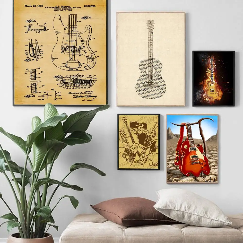 Guitar Art Classic Vintage Posters HD Quality Wall Art Retro Posters for Home Room Wall