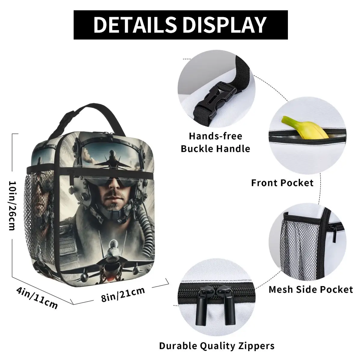 Modern Tom Cruise Movie Top Gun Maverick Insulated Lunch Bag for Kids School Cooler Thermal Food Box Tote Lunch Boxes Container
