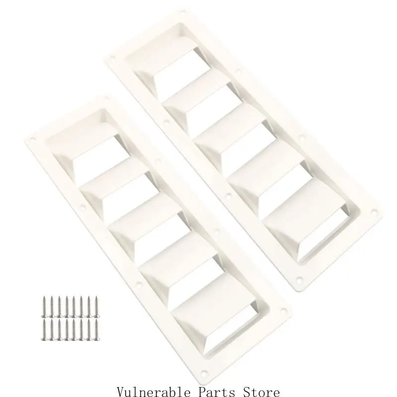 Boat Ventilation Cover 2 Pack ABS Louvered Wall Grille with Screws, Flush Mount Vent Panel for Trailer Compartments