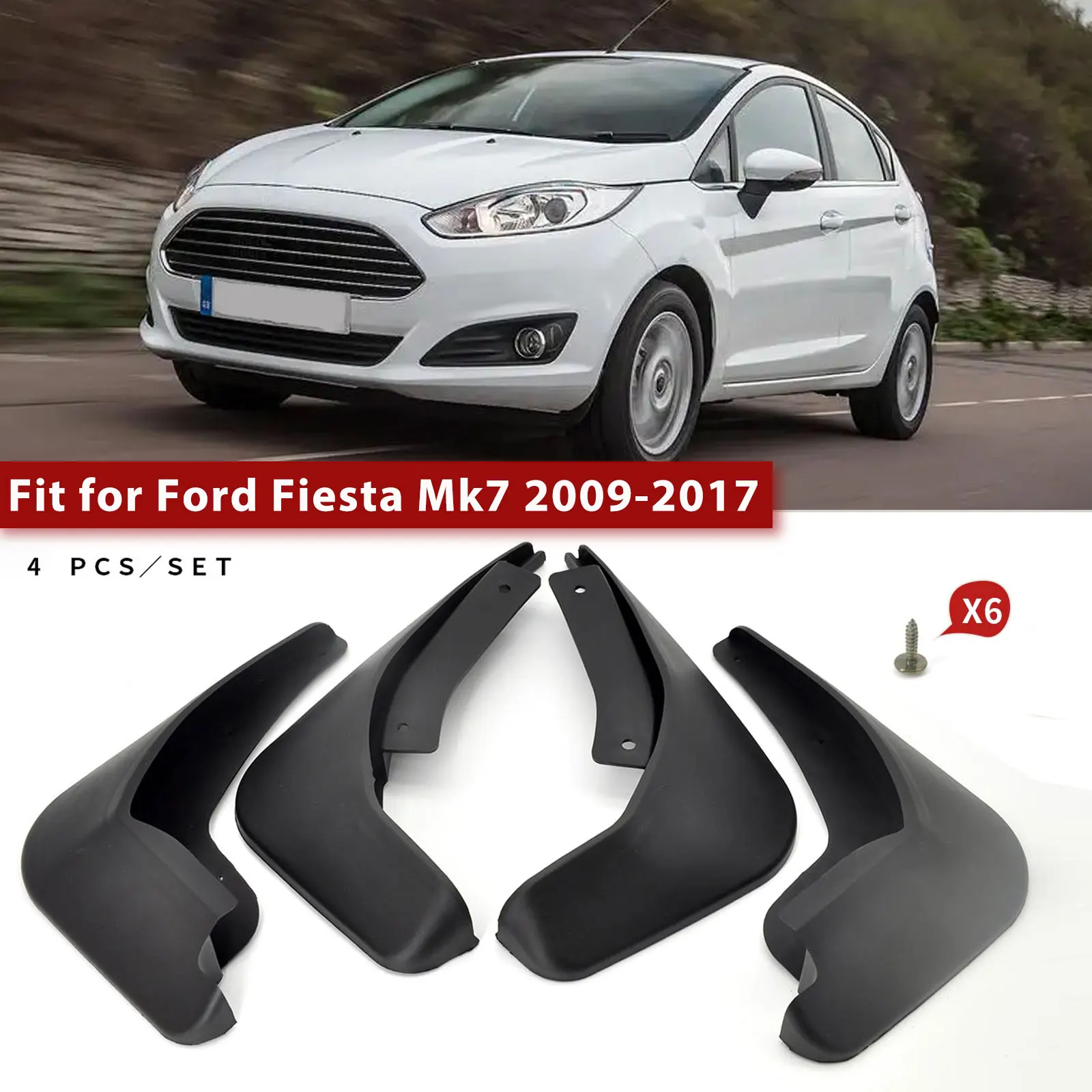 Mudflaps For Ford Fiesta Mk7 2009 2010 2011 2012 2013 2014 2015 2016 2017 Molded Mud Flaps  Splash Guards Mudguards Accessories