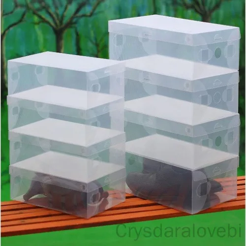 

20pcs Plastic Makeup Organizer Clear Plastic Shoe Boxes Transparent Stackable Foldable Box Bulk Organizador for Men Women Kids