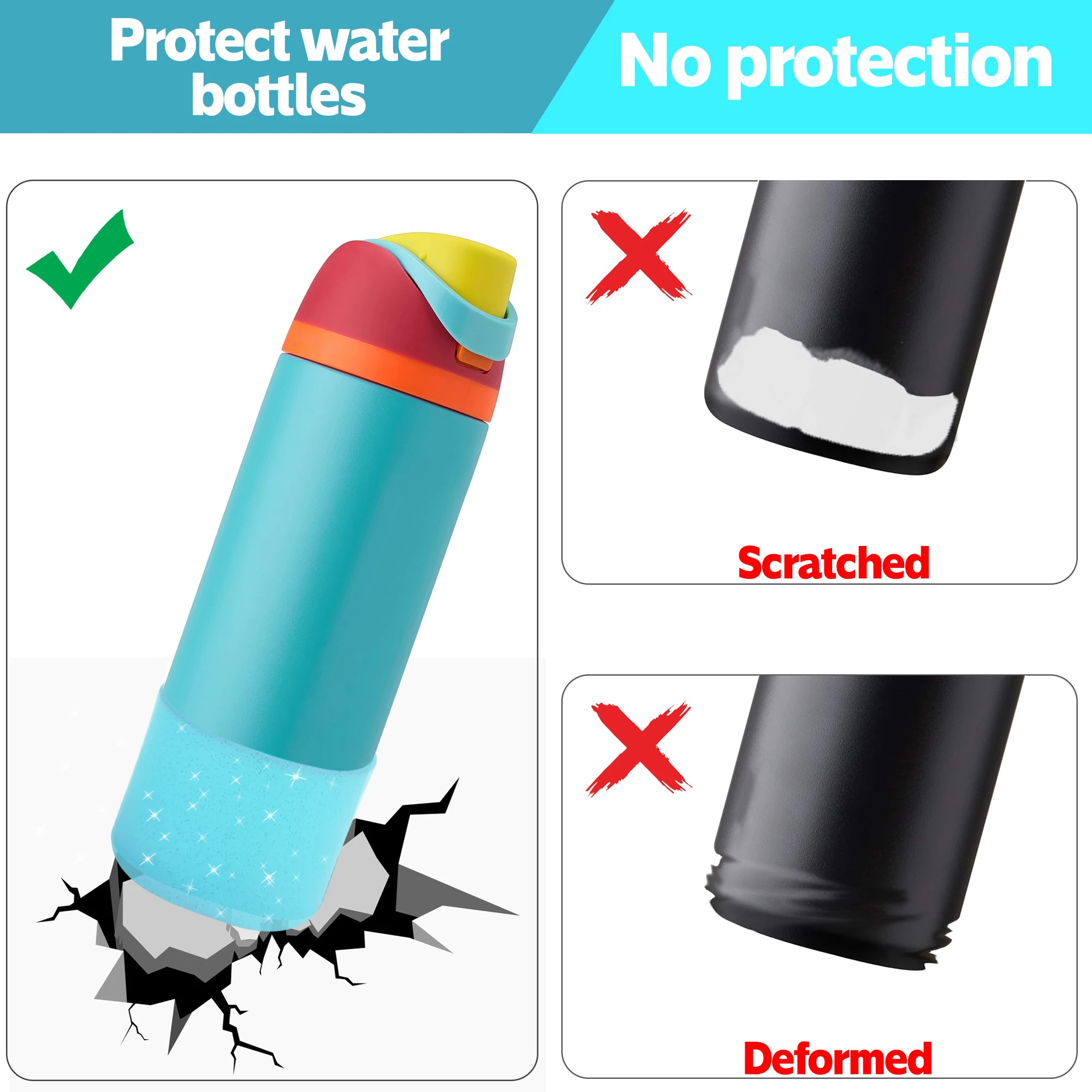 Silicone Cup Base Protective Cover Rubber Bottom Pad 24oz-32oz Universal Flask Insulation Case Protective Sleeve Bottom Bumper