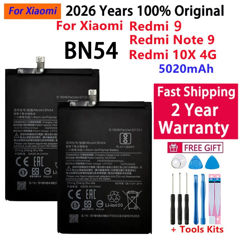 2026 Years 100% Original BN62 BN53 BN59 Battery For Xiaomi Redmi Note 7 8 8T 9 9T 9S 10 10S 10X 4G 5G Pro POCO M3 Batteries image 5