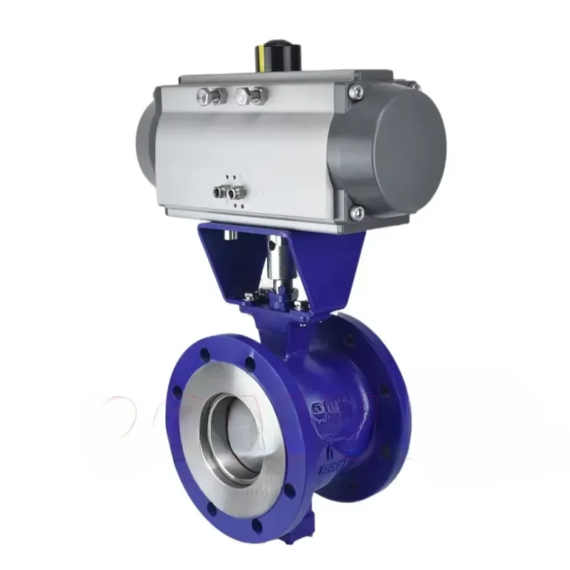 VQ647H 16C Pneumatic V Type Ball Valve WCB Carbon Steel Flange Connection National Standard Industrial Control Valve for