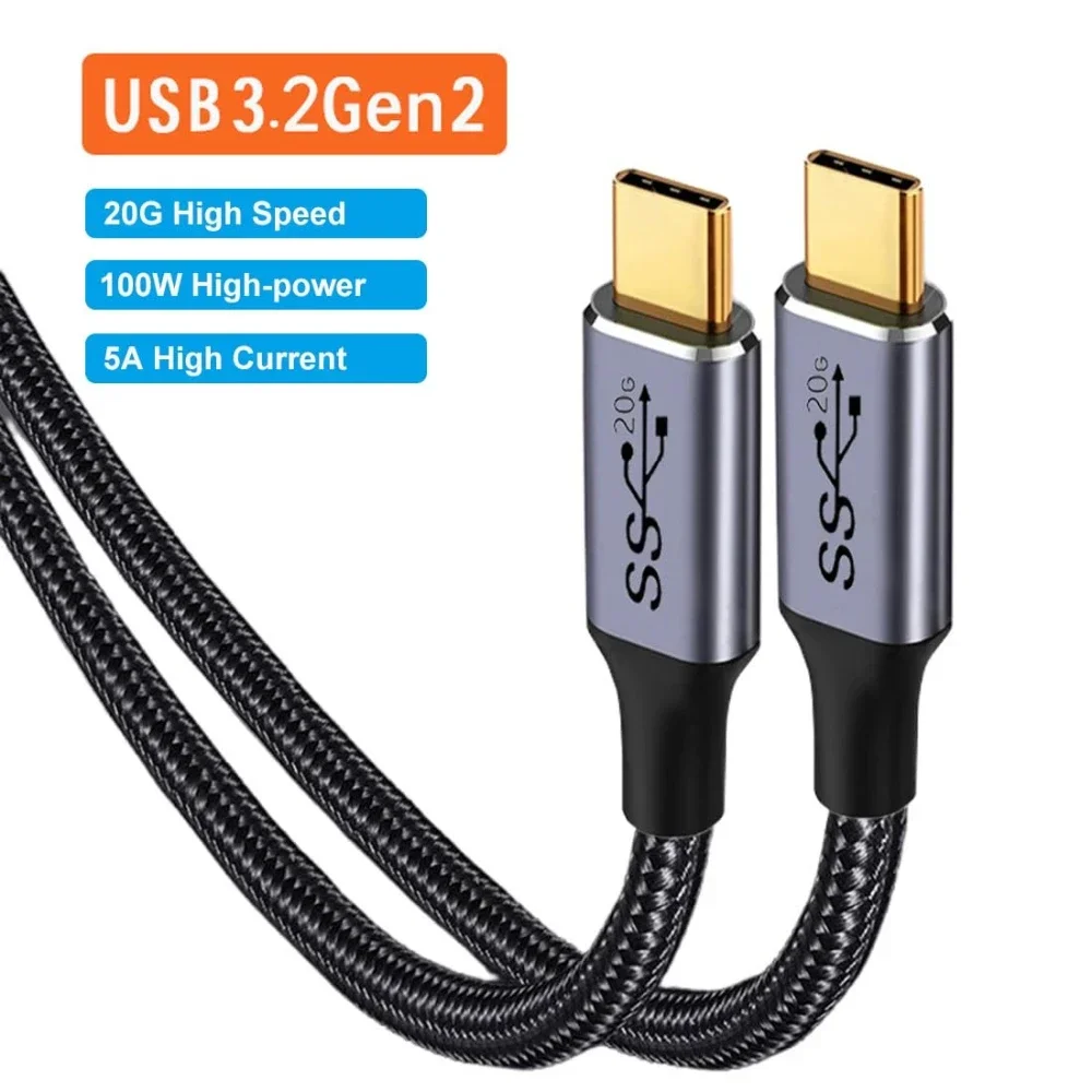 USB 3.2 Gen 2 Type C to C Cable For iPhone 15 Pro Max  for Samsung S22 S25 TV Hard drive PD 100W Data Charger 4K 60HZ Video Cord