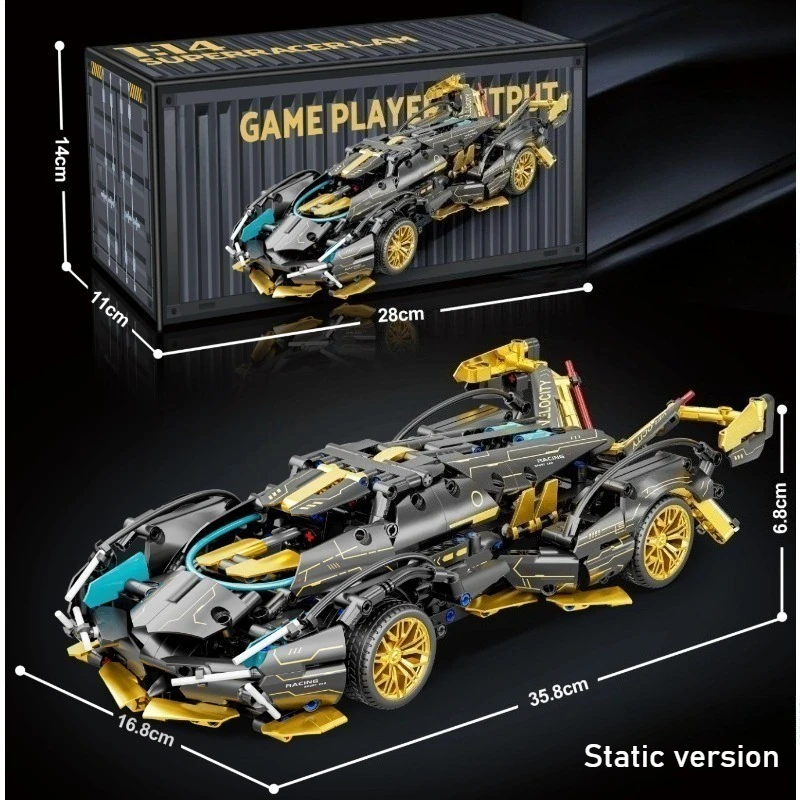 Technologie Racewagen Blok Model 1280PCS + 1:14 Motion Speed Auto Model Mechanische Super Blok Montage Speelgoed Kinderen volwassen Geschenken