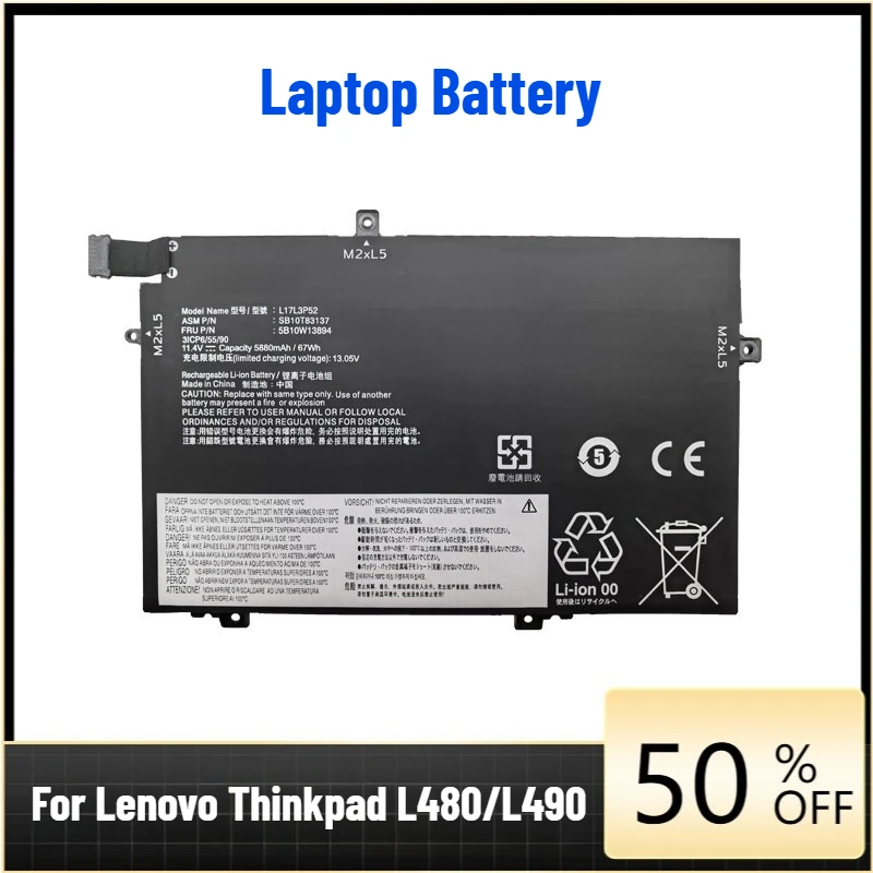 

Laptop Battery for Lenovo Thinkpad L480/L490/L580/L590 TP00096A L17L3P52