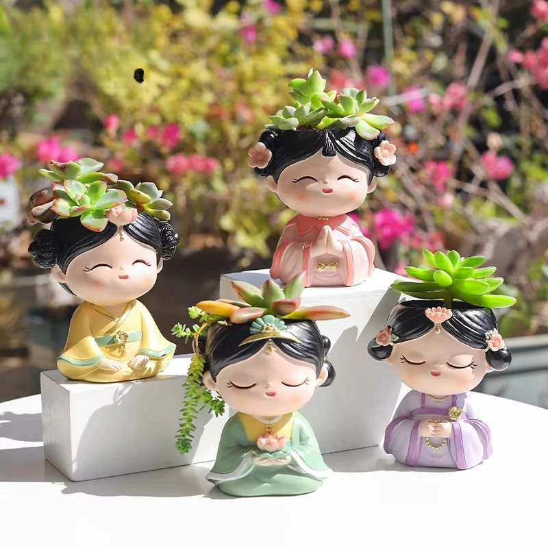 resinss Cartoon Succulent Flower Pot & Pen Holder Ornament Green Floor Home Garden Planters Eco-Friendly Wholesale