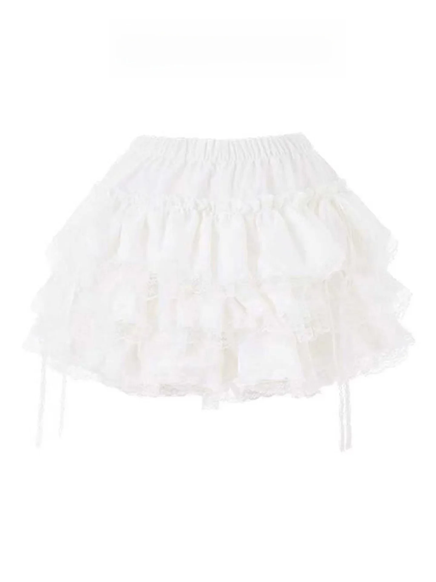 Sweet Girl Heavy Work Multi Layer Lace Short Skirt Women Summer Spicy Girl White Cake Skirt Anti Exposure Puffy Half Skirt