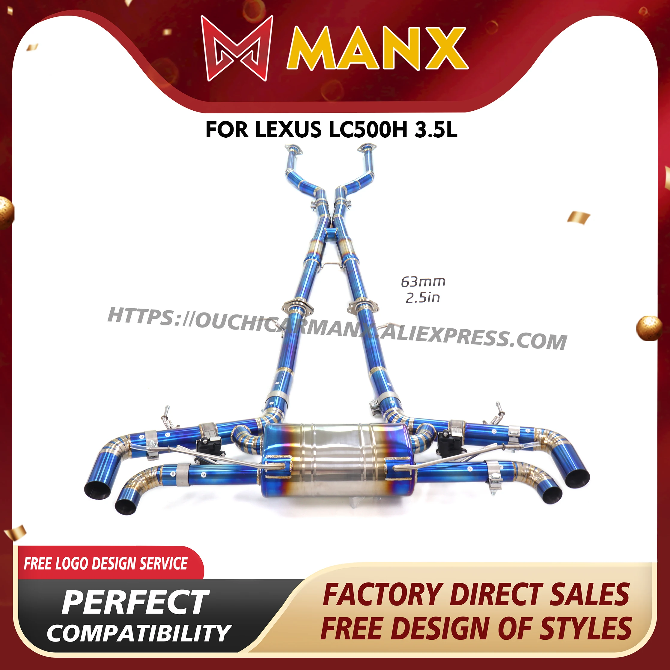 

MANX for Lexus LC500h 3.5L Ti Catback Exhaust system Electronic valves Muffler Long service life Sounds good
