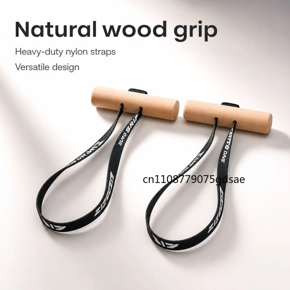 Pull Up Handles Wooden Grips for Deadlift Weightlifting Bar Cable Machine Strength Workout Strap Gym Handle Fitness Accessories