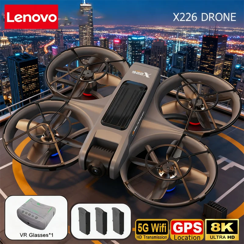 

Lenovo X226 VR Drone 8K Aerial HD Двойная камера Интеллектуальное предотвращение препятствий 5G WIFI Бесщеточный двигатель GPS Эксклюзивный VR БПЛА Новый