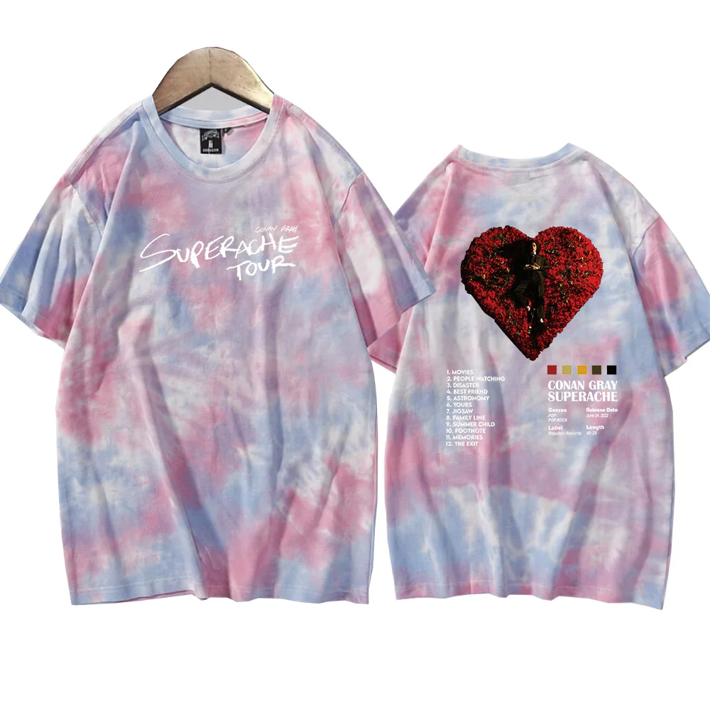 Conan Gray Superache Tour Tie Dye Shirts Man Woman Round Neck Short Sleeve T-shirt Fans Gift Tops