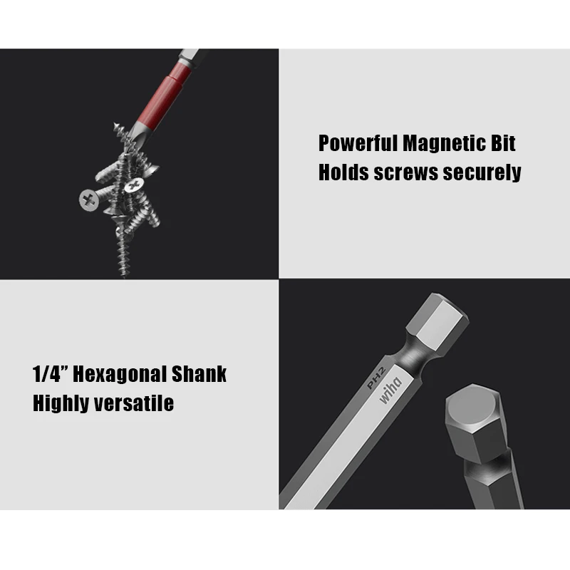 

WIHA Magnetic Screwdriver Bits Replaceable Single/Double Head High Torque Impact PH Bits for Electric Screwdriver Tool Accessory