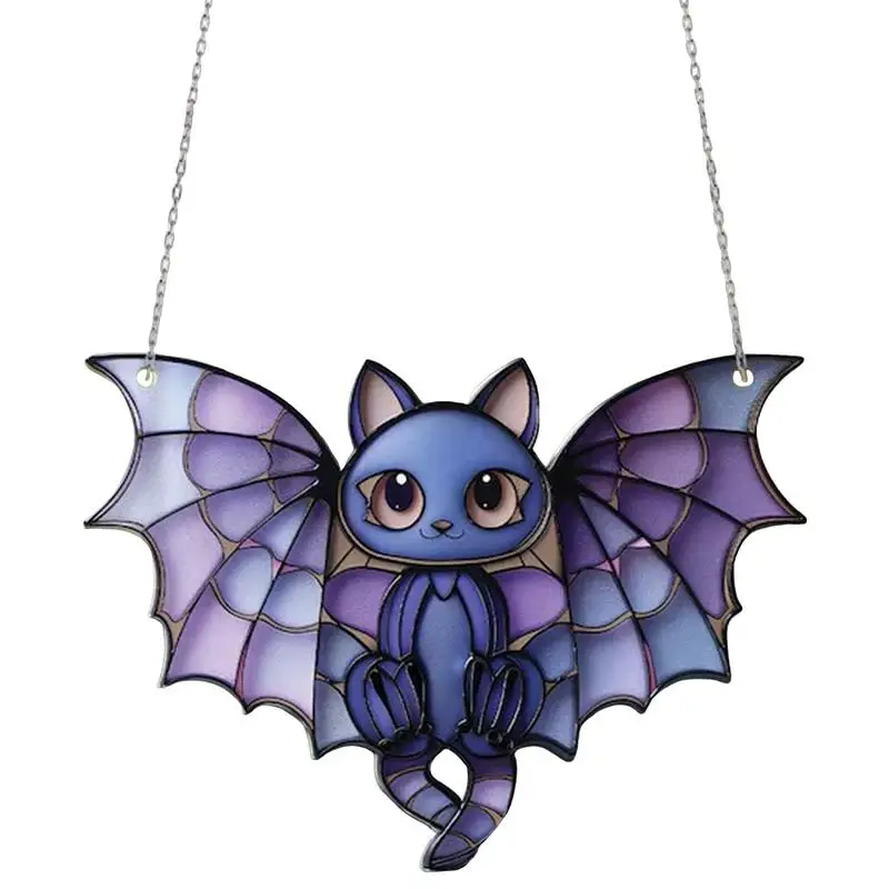 Bat Acrylic Window Pendant Halloween Cat Bat Window Pendant Decor Vibrant Color Decoration Tool For Garden Wall Window Balcony