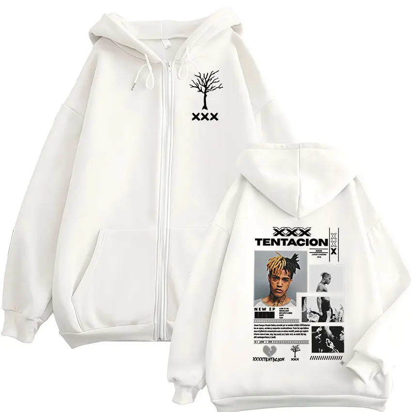 Rapper XXXTentacion Album 2026 Zip Up Hoodie Men's Gothic Fashion Fleece Pullover Sweatshirt Man Hip Hop Coats Hooded Streetwear