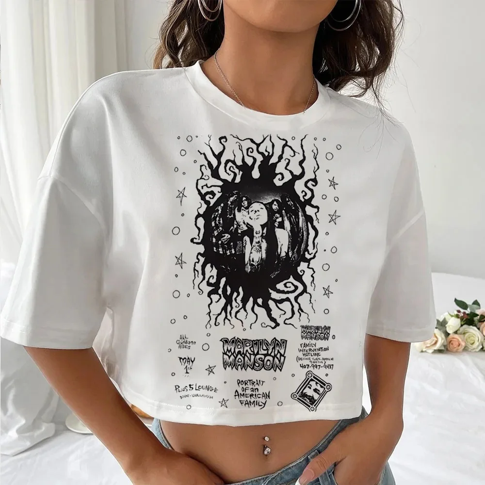 Marilyn Manson shirt teen Retro Grunge Pop Culture Y2k Colorful Gothic t-shirt 2000s women kawaii korean clothes Classic