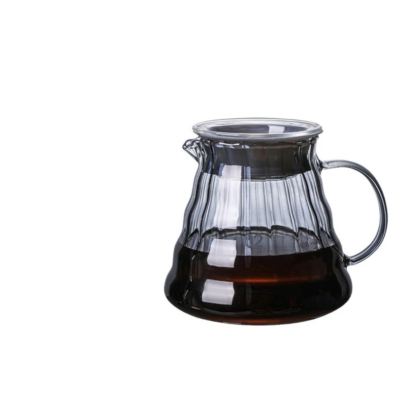 Coffee Dripper and Pot Set, Wooden Handle Lid, Spiral Design Coffee Filter Cup with 600ml Server, Barista Tools for Home Use