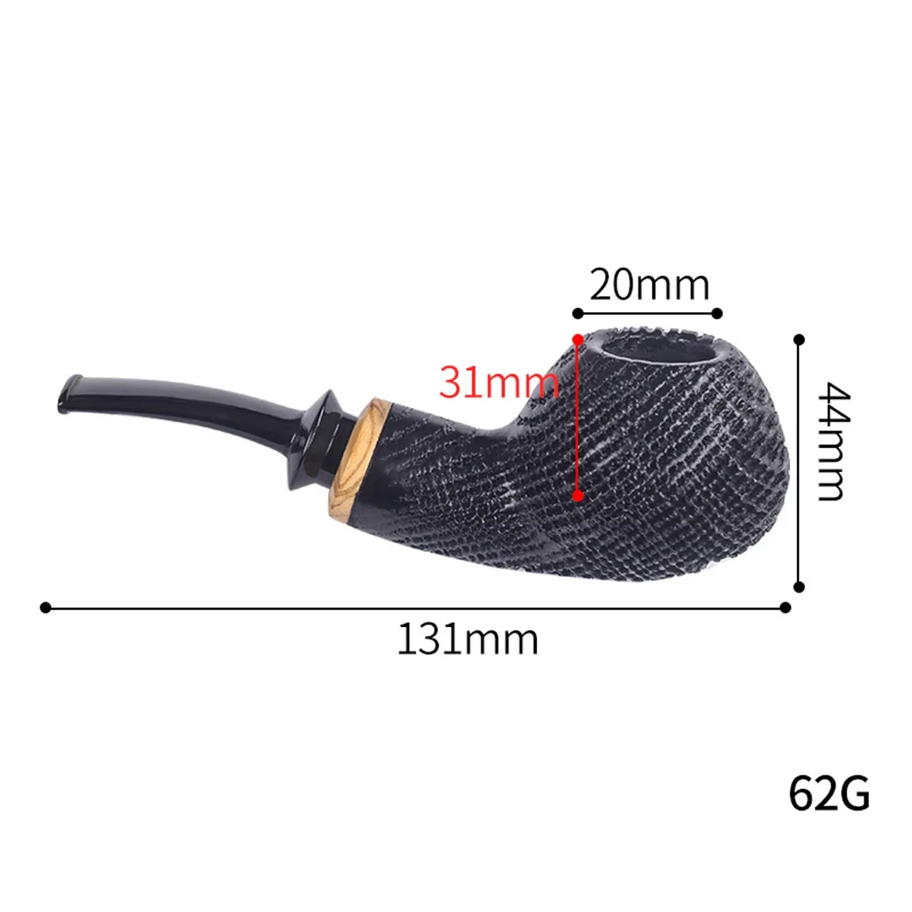 Bent  Tobacco Smoking Army Wood Cut Black Gift Pipe Filter With Handmade 3mm Accessory Mount Handle Type Gentleman Oak Retro