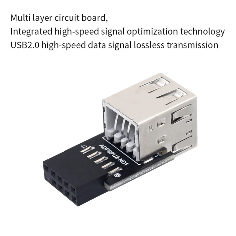 A19E-2X 9Pin Ke 2 Port Konektor Adaptor USB PC Motherboard Internal 9Pin Ke USB2.0 Tipe A Konverter Wanita untuk Komputer