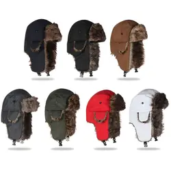 Men Women Trapper Hats Russian Ushanka Warm Winter Fur Earflap Ski Hat