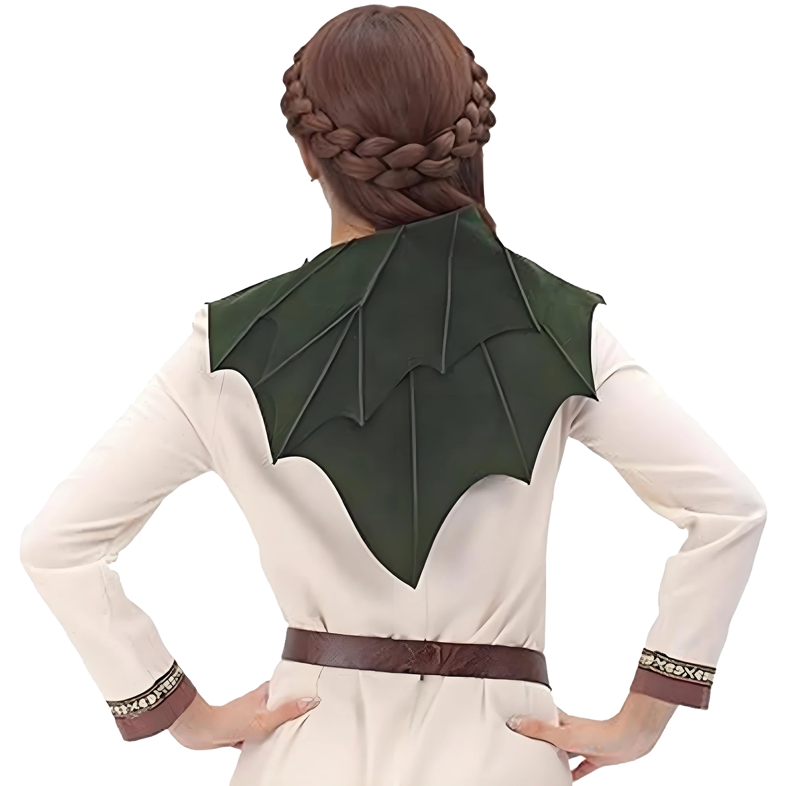 Unisex Adults Renaissance Jagged Leaf Shape Capelet Button Shoulder Irregular Elf Cape Shawl for Halloween Cosplay