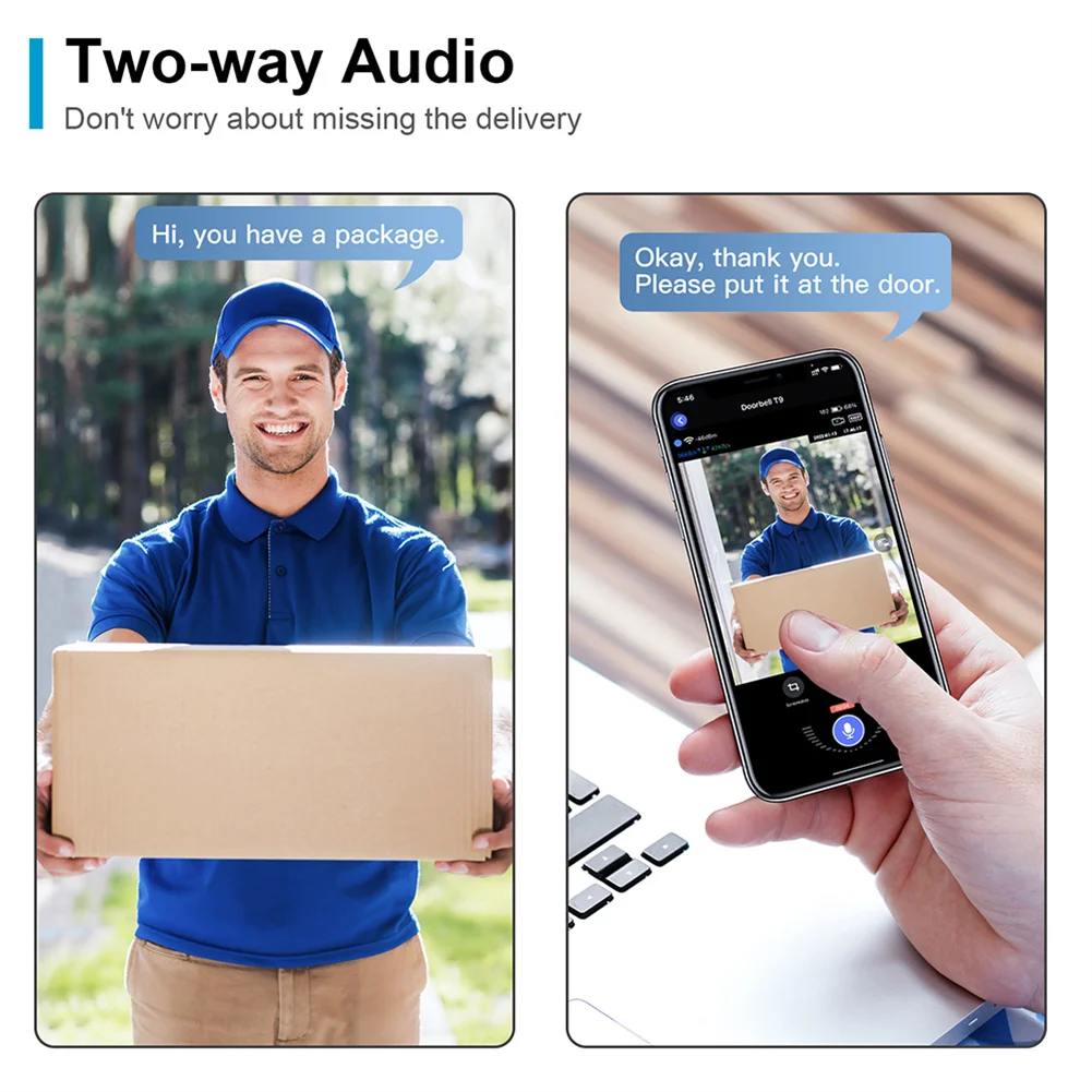 Timbre inteligente inalámbrico con WiFi de 2,4 GHZ, timbre de puerta con vídeo, visión nocturna, Audio bidireccional, cámara de almacenamiento en la nube
