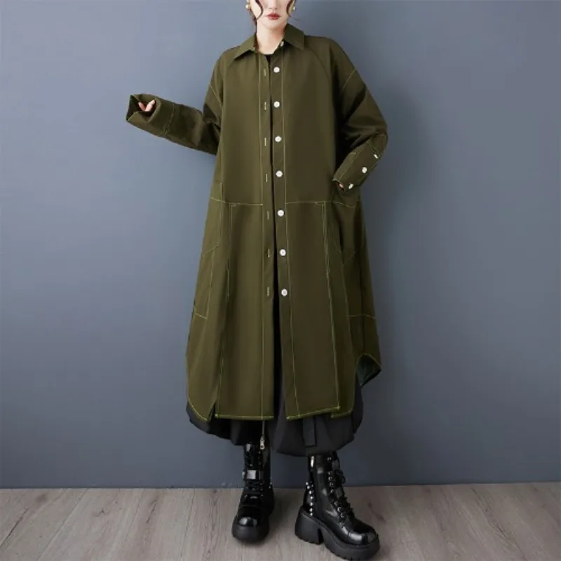 

SuperAen корейский стиль ретро асимметричный яркий плащ с украшением для женщин дизайн модные длинные пальто