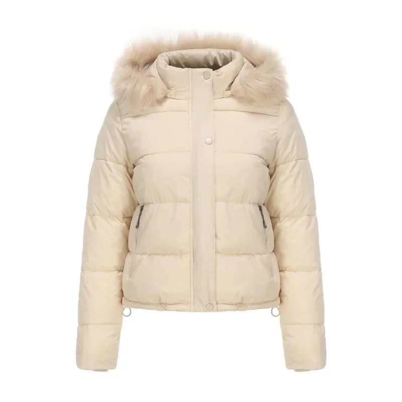 Women's Plush Hooded Jacket  Detachable Hat Fur Collar  Warm Cotton Suit Female Winter Jacket Winter Coat Outerwear for Women