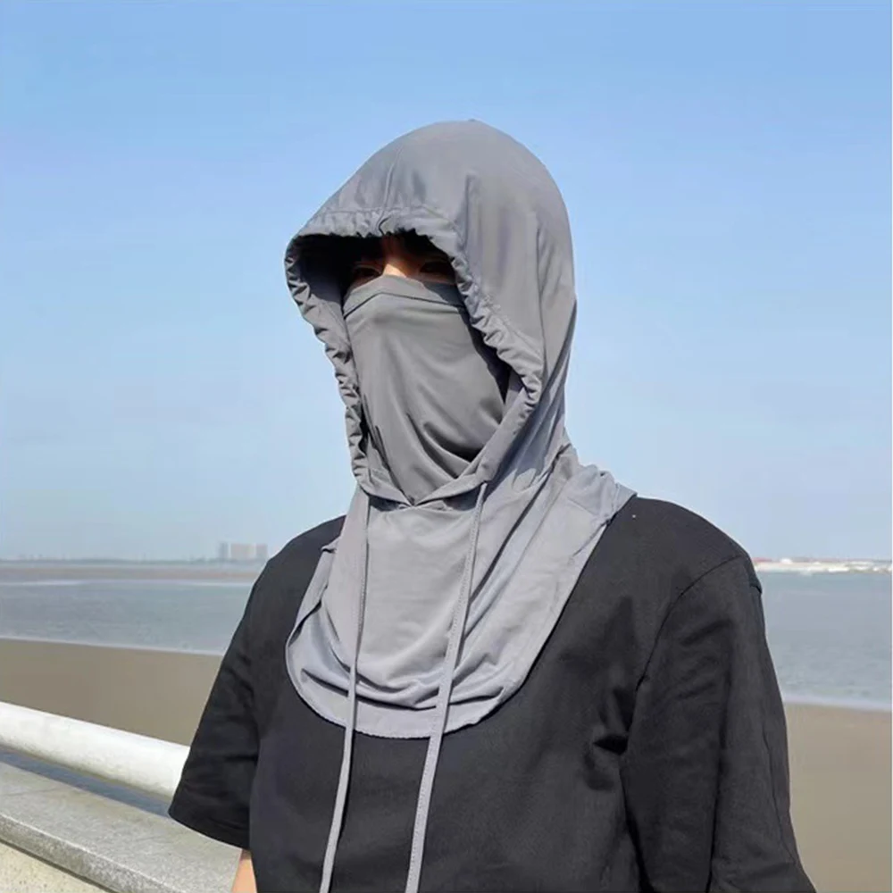 Summer Hooded Sun Hats Hats UV Protection Cooling Neck Wrap Cover for Men Running Cycling Visor Face Scarf Mask Outdoor Sunhat