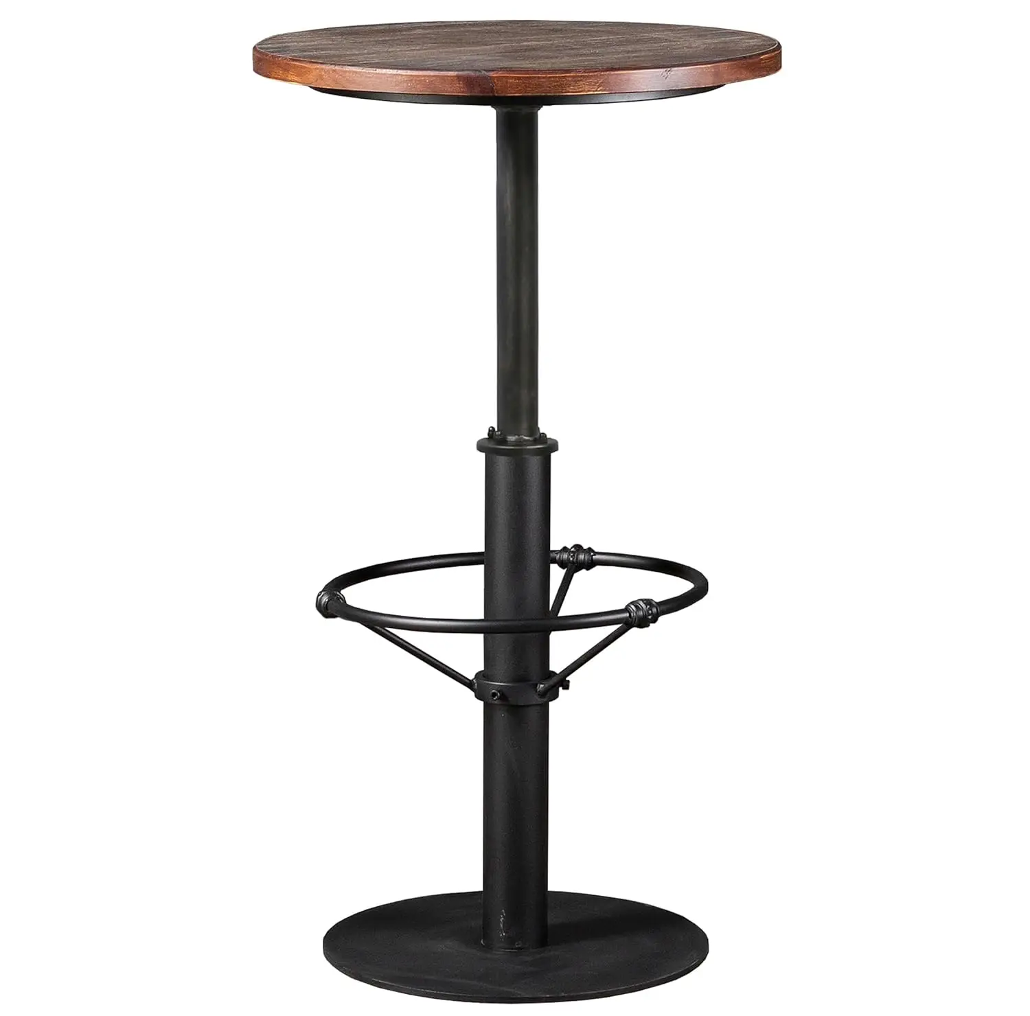 

42" Rustic Industrial Bar Table Round Wood Top Metal Frame Standing Pub Bistro Dining, Black & Brown, 19.68" Dia, Customized
