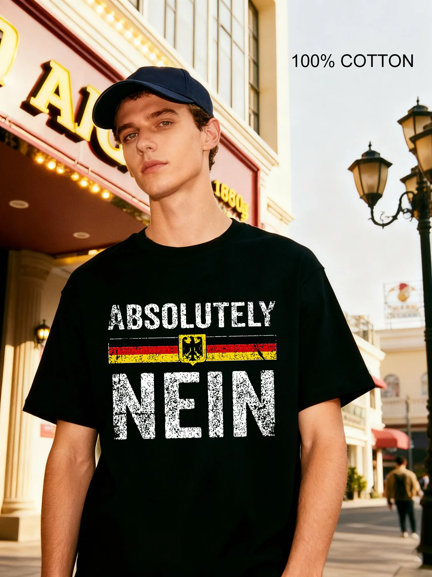

German Humor Men's T-Shirts Casual Design Crew Neck T-Shirt 180g Street 100% Cotton