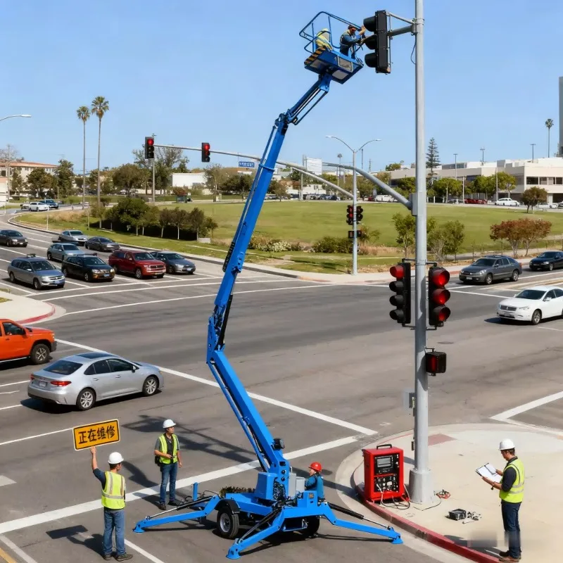 Diesel Electric Battery Truck Crawler Towable Tracked Boom Hydraulic Mobile Scissor Lift 300kg Load Straight Curved Arm Elevator