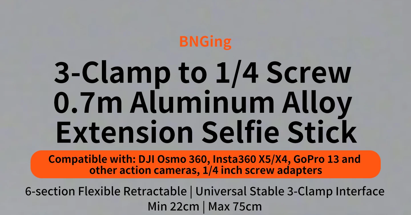6-teiliger ausziehbarer 0,7m unsichtbarer Selfie-Stick, Panorama-Kamera-Aluminium-Monopod für Insta360 X6 X5 GoPro Max DJI Osmo 360 II – Detail 1