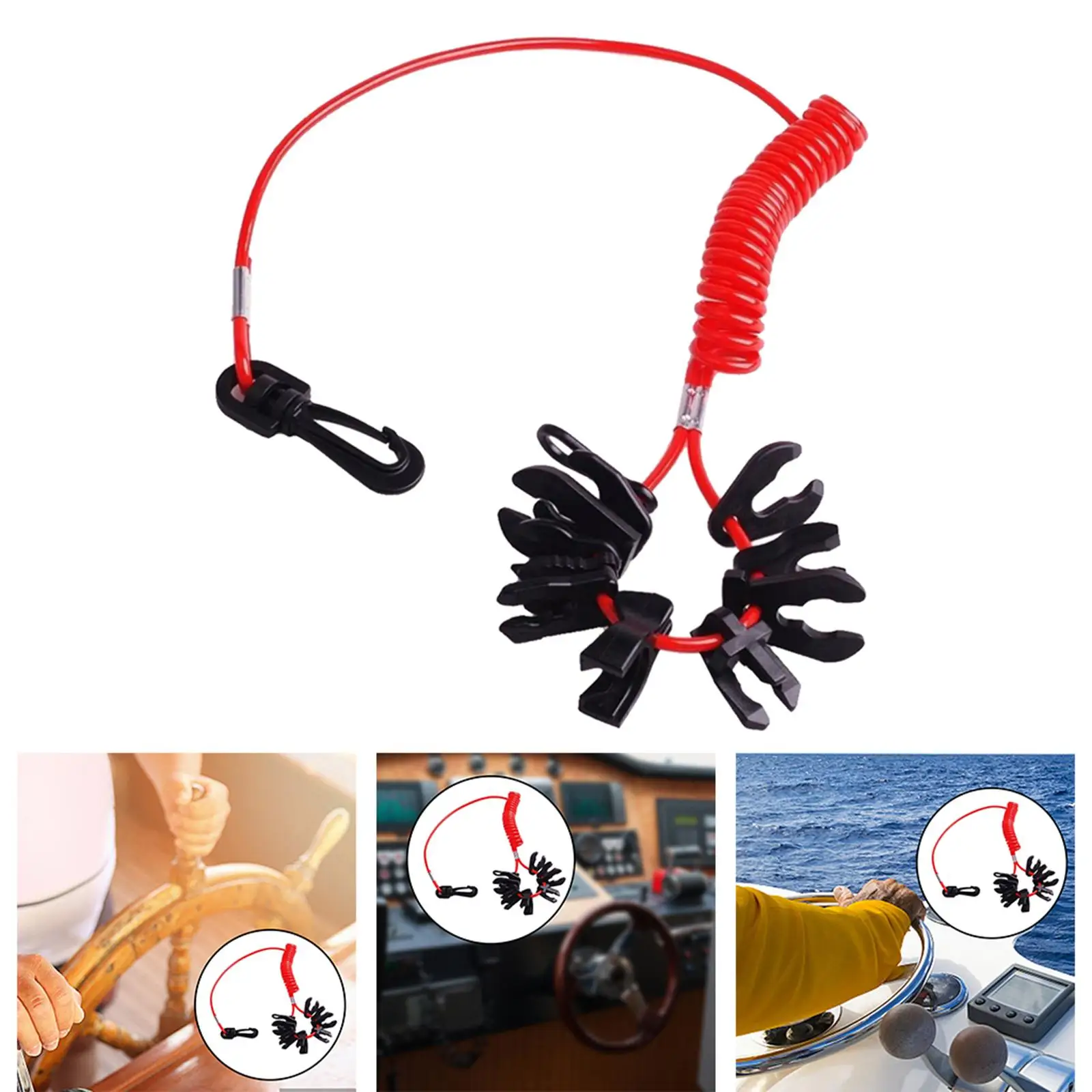 Universal Boat Outboard Motor Ignition Emergency Stop Switch Lanyard Rope Clip