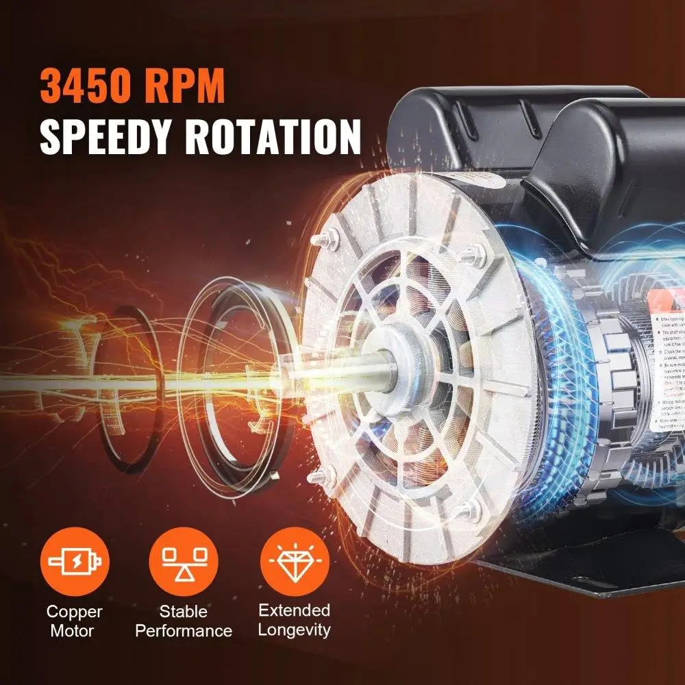 SPL Air Compressor Motor 115/230V 20/10A 3450RPM 56 Frame CW/CCW Rotation