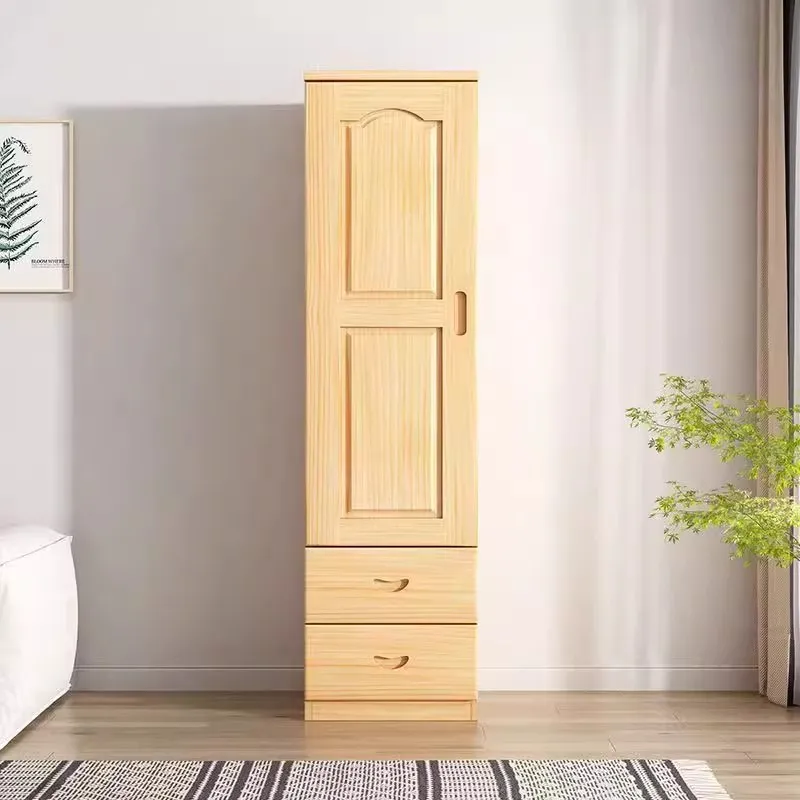 

Pine wood wardrobe bedroom household children's full solid wood double door storage cabinet