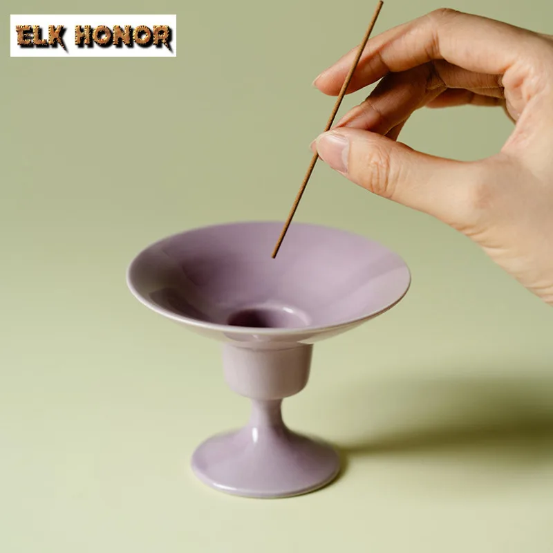 الهواء الأرجواني من الشرق ارتفاع القدم حامل البخور الصغيرة المستديرة البخور شلال البخور الشعلات المكررة مبخرة عناصر الشاي هدية