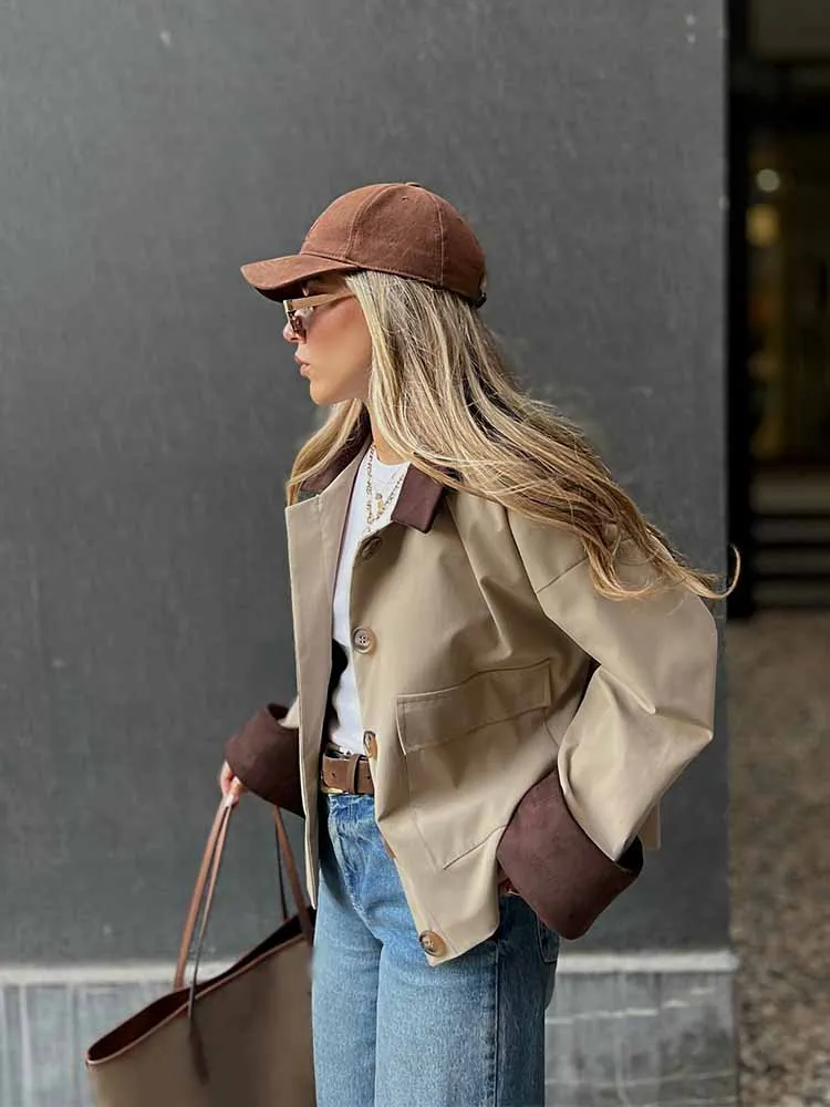 

HH модная женская модная замшевая ветровка с длинными рукавами и карманами, женская повседневная ветровка в уличном стиле, универсальное пальто