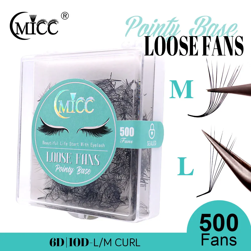

500 вентиляторов 6D 6 мм 10D M L Special Curl Pointy Base Loose Premade Volume Fans Эффект лисьих глаз Макияж Ресницы Promade Fans Lashes