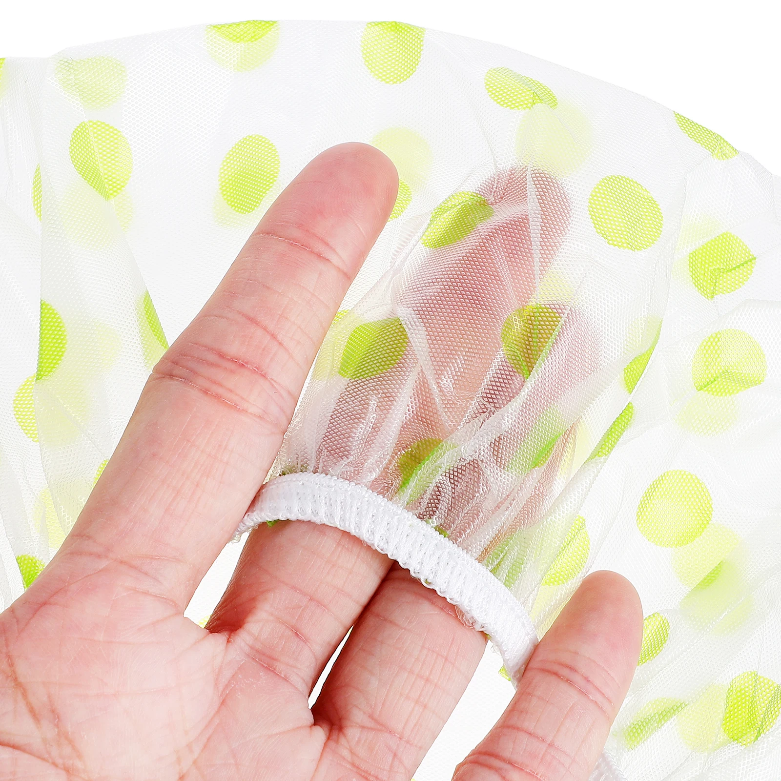 

6 pcs Bath Shower Elastic Band Reusable Dots Pattern Hair Caps For Salon Pattern Shower Caps Bathing Travel Use
