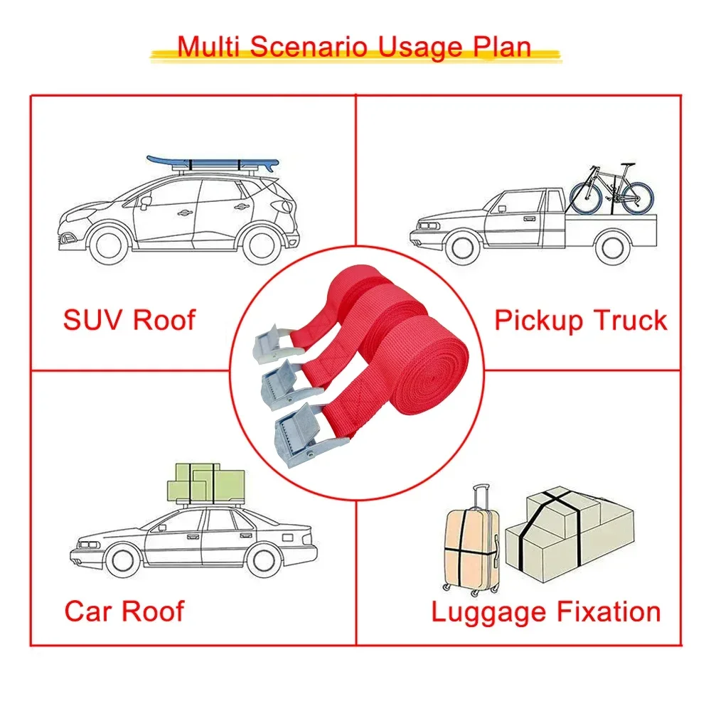3 قطعة 2 متر شاحنة البضائع الأشرطة سبائك الزنك مشبك البولي بروبلين PP الأمتعة الأشرطة الثابتة للتخصيص أحجام متعددة #6