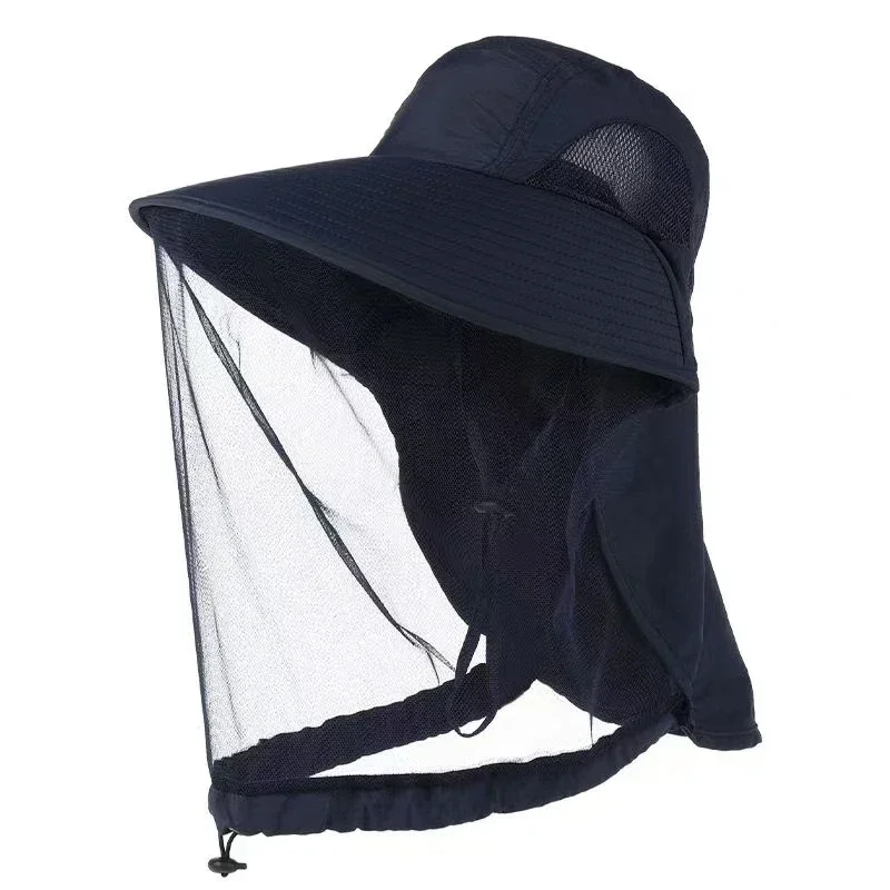 Outdoor Anti-Mücken-Hut Sommer Anti-UV Sonnenschutz Angelkappe Atmungsaktiver Netz-Gesichtsschutz Camping Wandern Insektenschutz-Hut