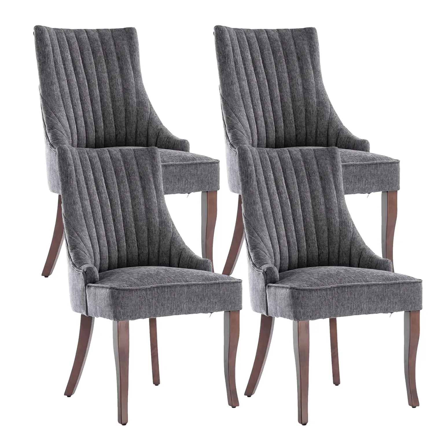 

Modern Solid Wood Dining Chairs, Set of 4, Linen Upholstered Seats with High backrest, Perfect for Kitchen & Dining, Customized
