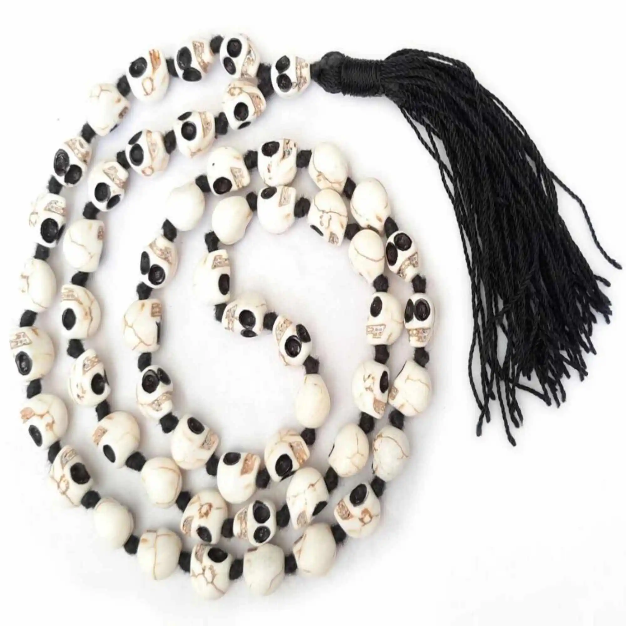 8mm Natural knot 108 skull bead gemstone beads necklace Prayer Beaded Mala Jewelry Day Yoga Chain Calming Men