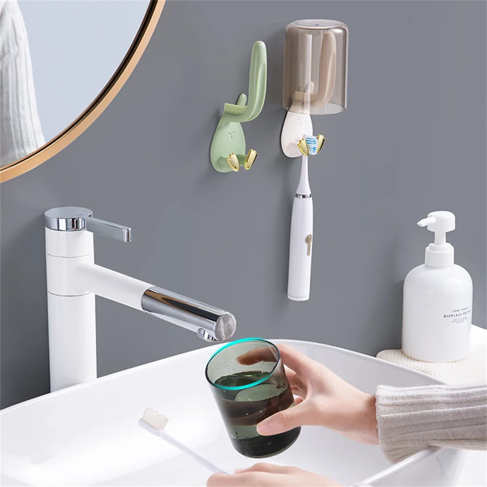 Toothbrush Holder Perforation-free Bathroom Accessories Kids Toothbrush Holder Tooth Brush Drying Rack Without Cup Stand Rack